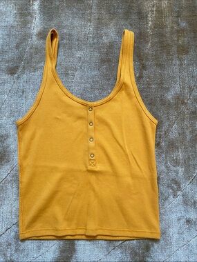 Abercrombie & Fitch Mustard Ribbed Snap-Front Tank